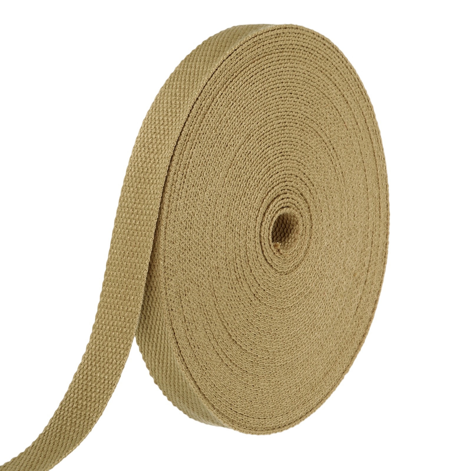 Cotton Webbing 0.8 Inch 15.3 Yard Polyester Cotton Webbing Strap, Khaki