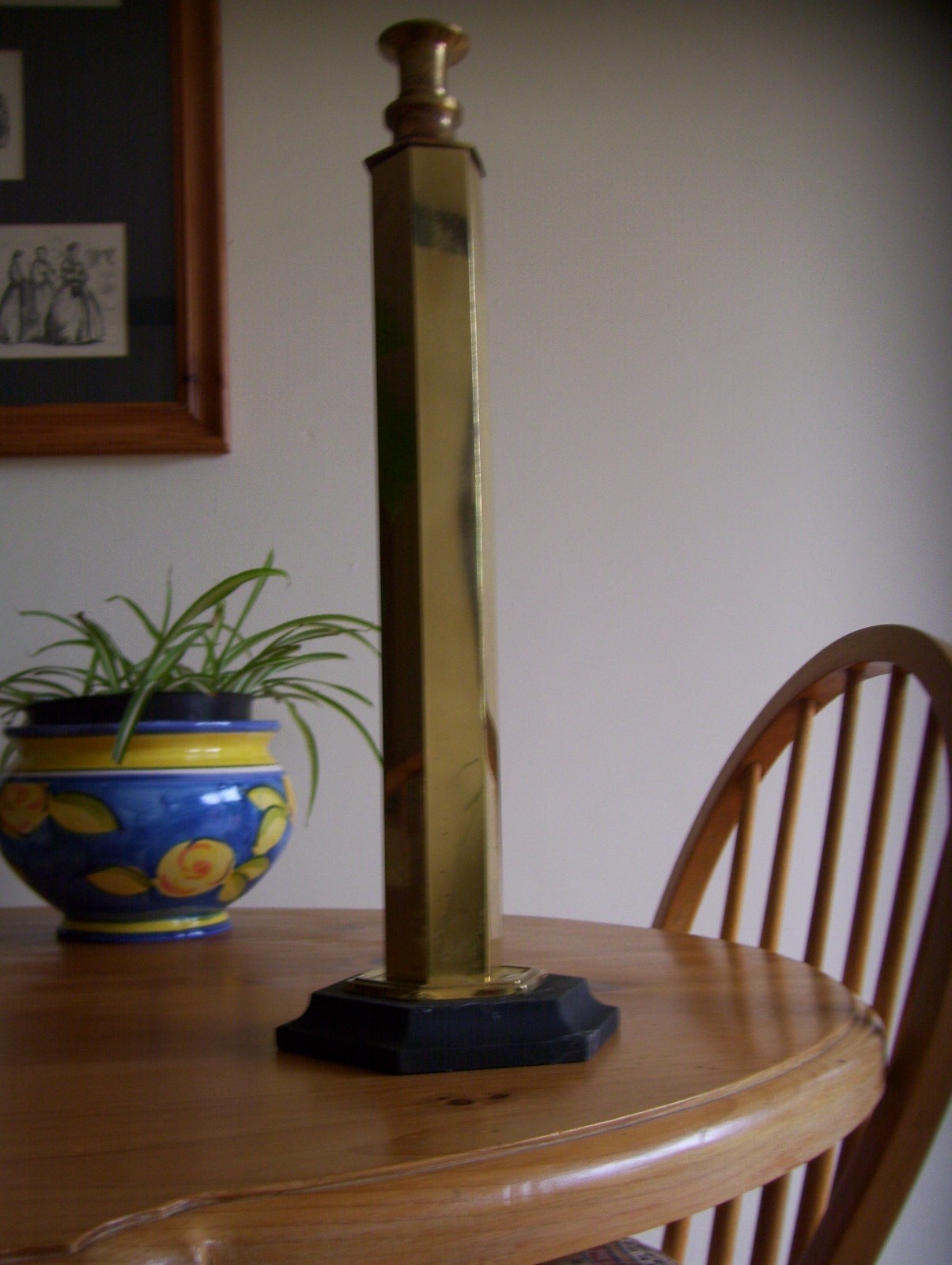 ART DECO HEXAGONAL BRASS OIL LAMP BASE-GC.