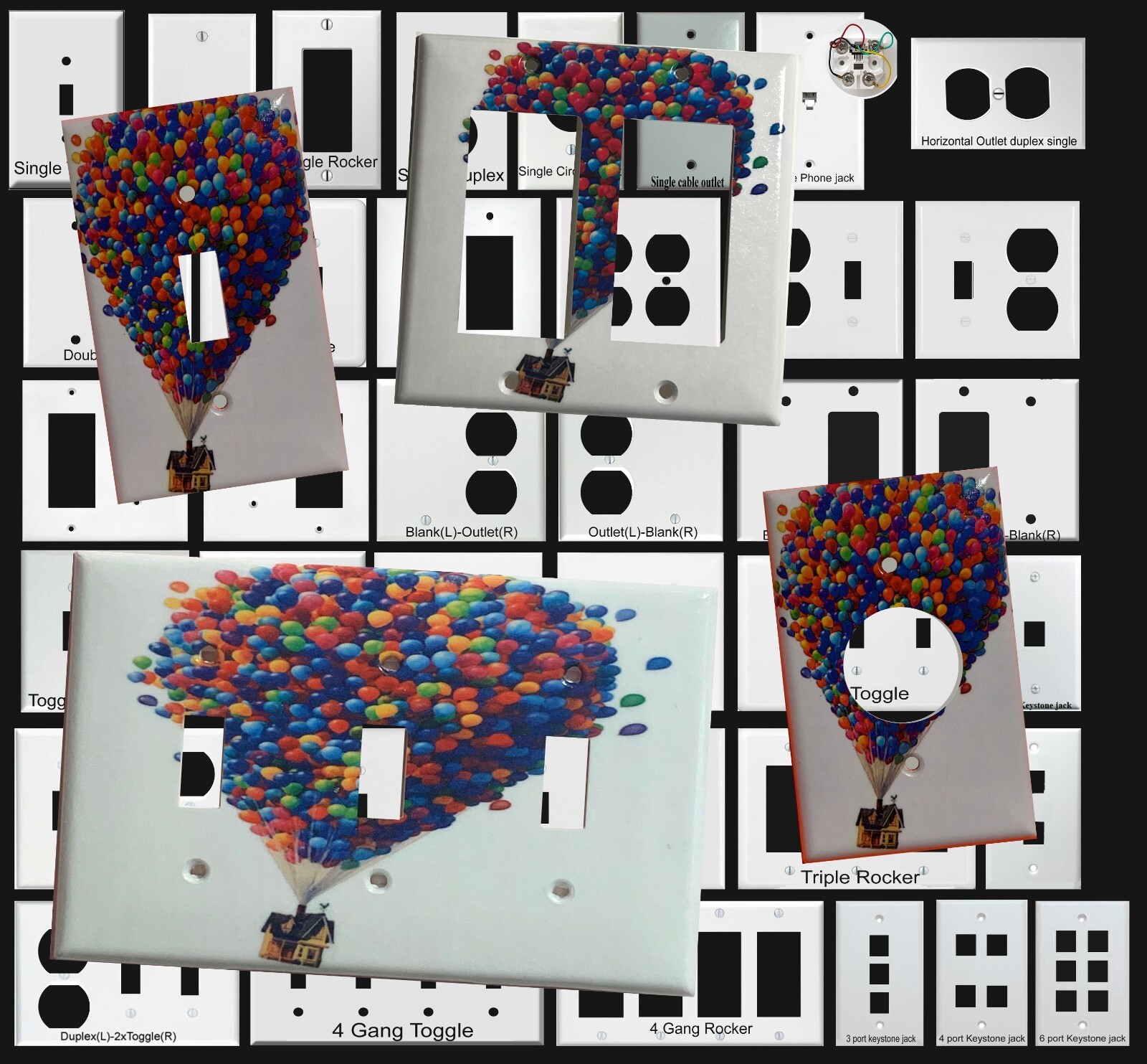 Up Flying Balloon house Light Switch Outlet duplex wall Cover Plate Home Decor