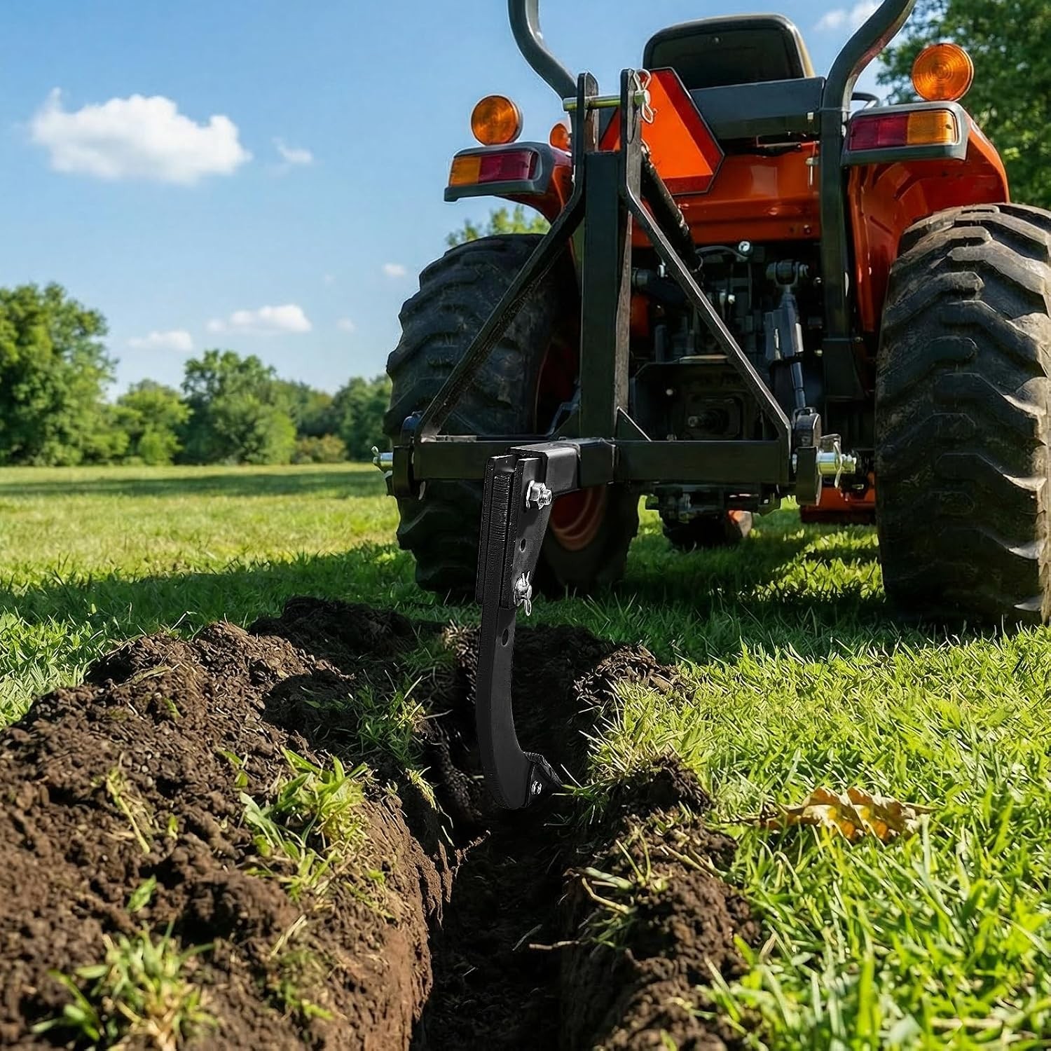 Mounted Trench Digger Adjustable Subsoiler 2" Receiver for ATV UTV Black Steel