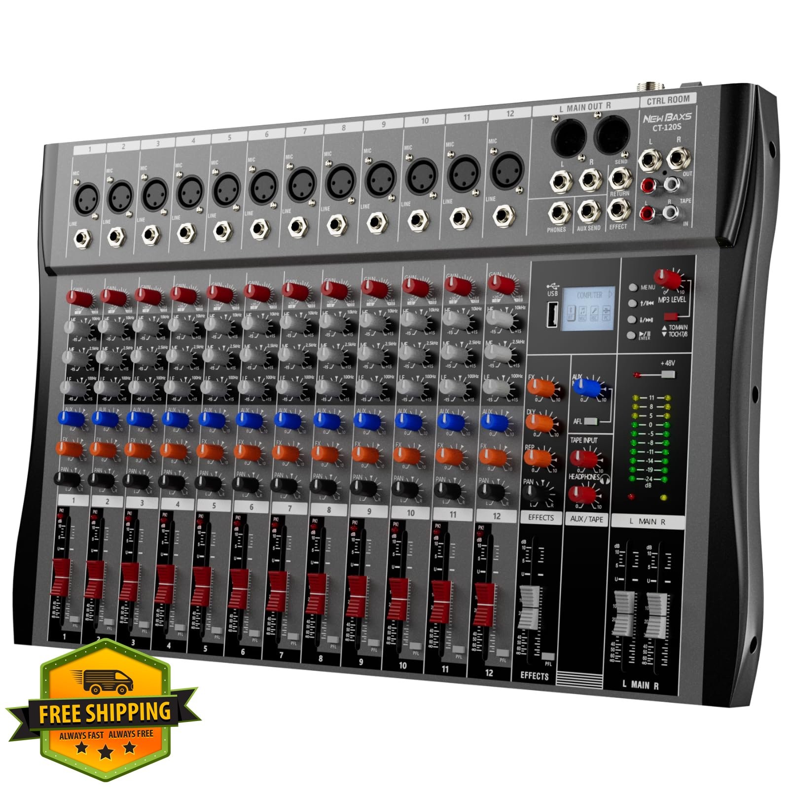 NEW BAXS CT120S DJ Mixer 12 Channel Bluetooth USB