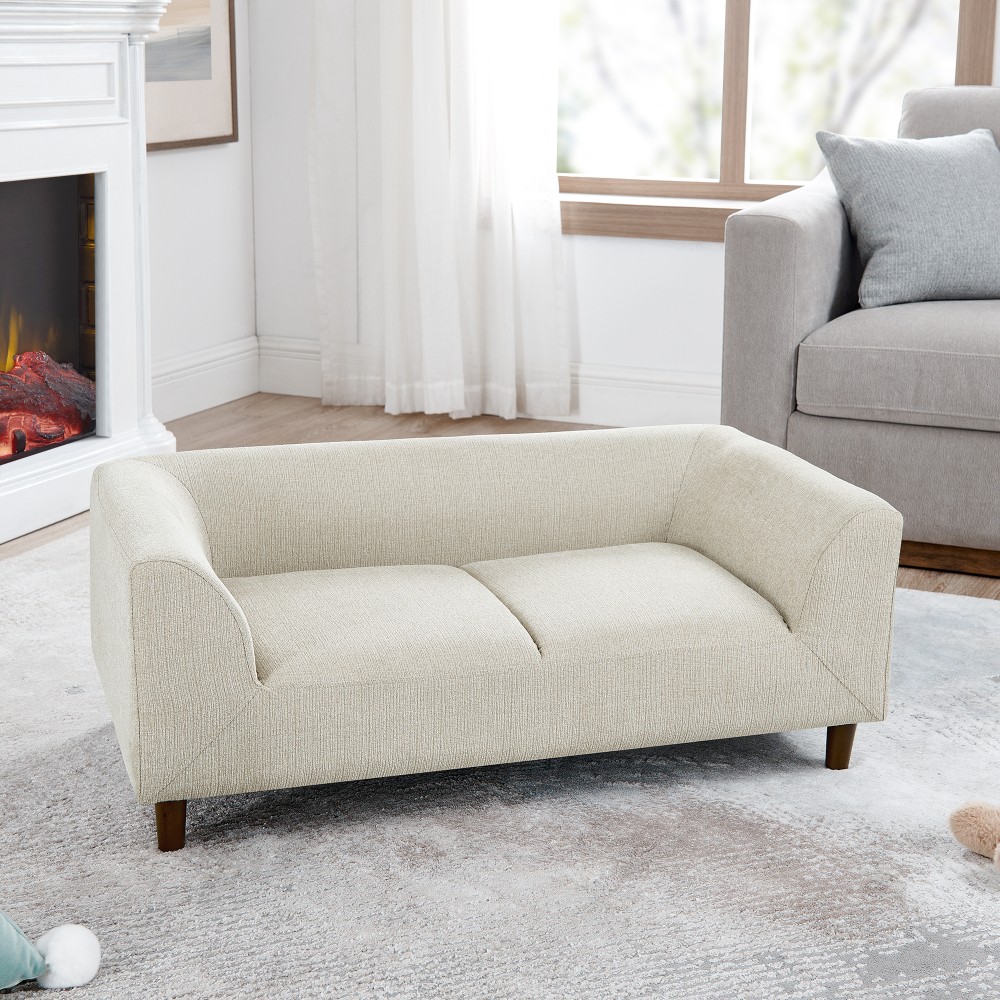 Pet sofa with backrest and armrests, modern rectangular pet sofa suitable for