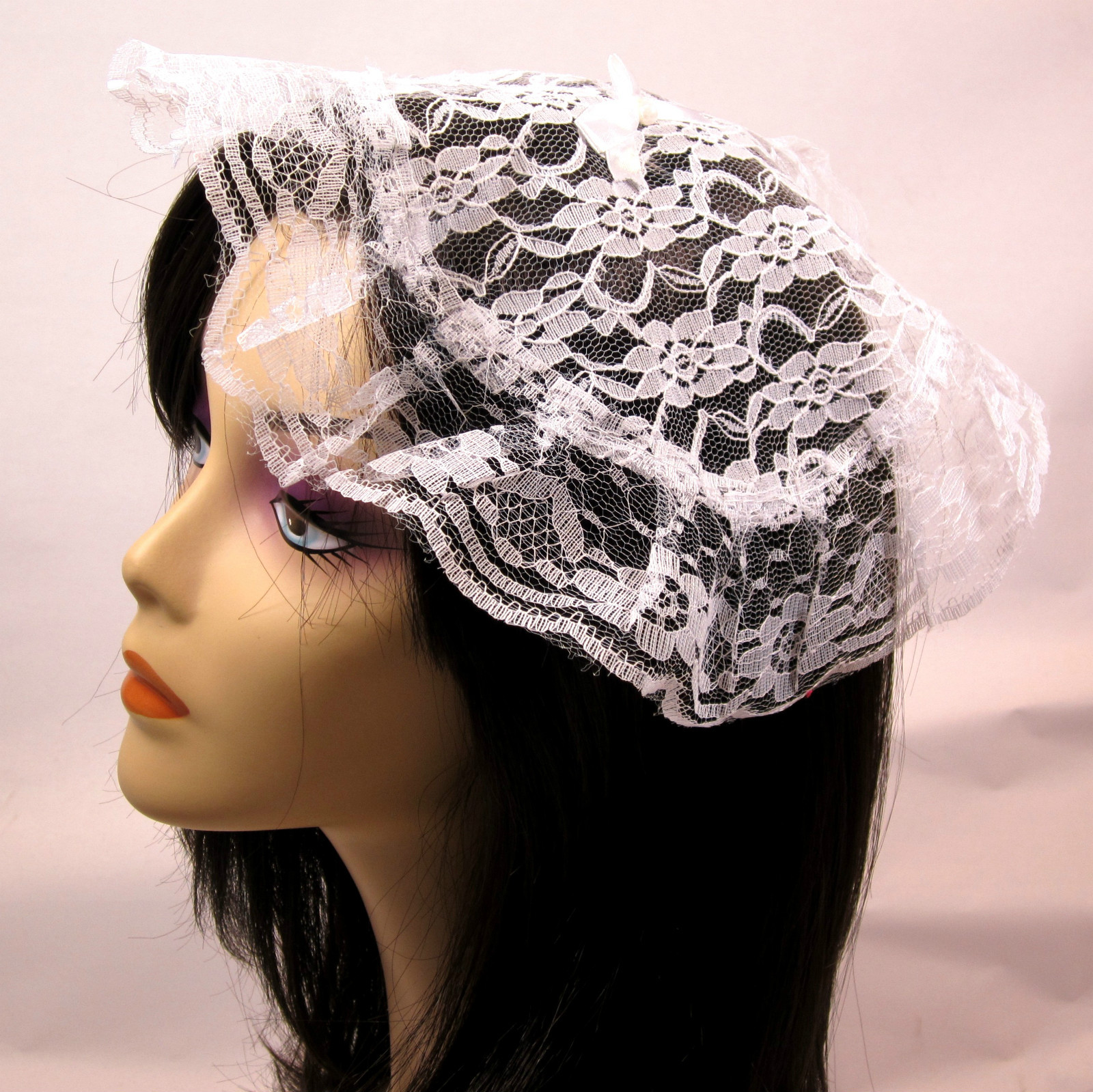Choose color-Lace Church Hat, Chapel Prayer Cap Comb Attached one size