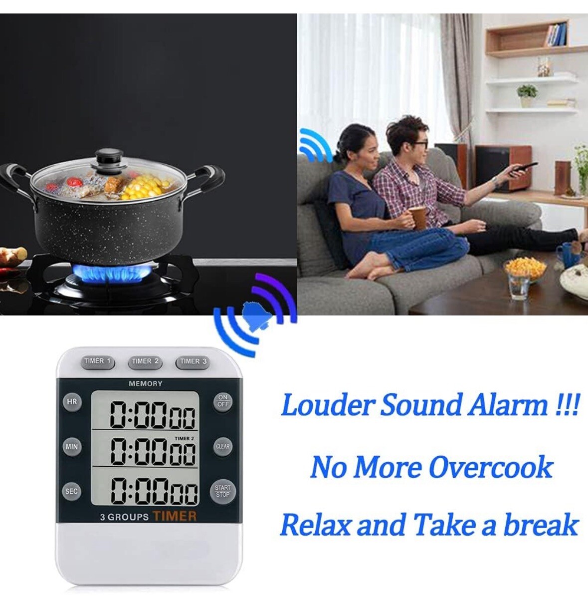 Mostrust Digital Dual Kitchen Timer, 3 Channels Count UP/Down Timer (2 Pack)