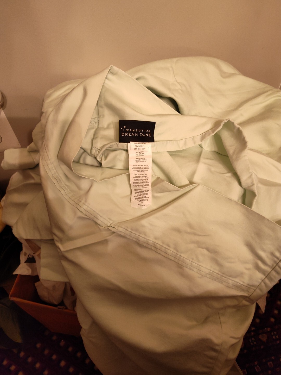 Wamsutta Dream Zone Pale Mint Green King Pillowcase Sham Pima Cotton 850 count