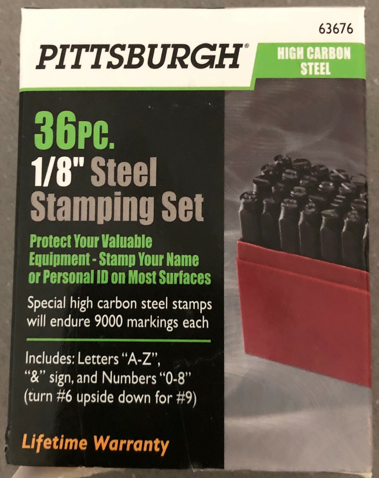 New Pittsburgh 36 pc 1/8 inch Steel Stamping Set #63676