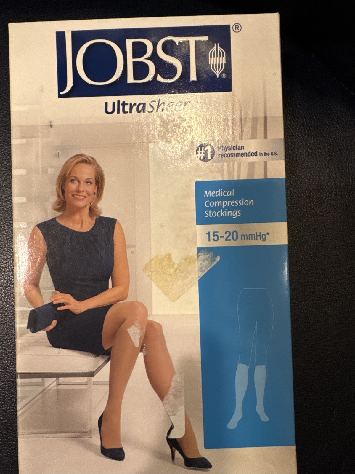 NIB 2 Pairs JOBST UltraSheer Compression Stocking,15-20 Knee High, M,Natural