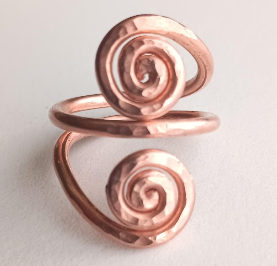 Solid Copper Minimalist Healing Handmade Unisex Ring, Spiral