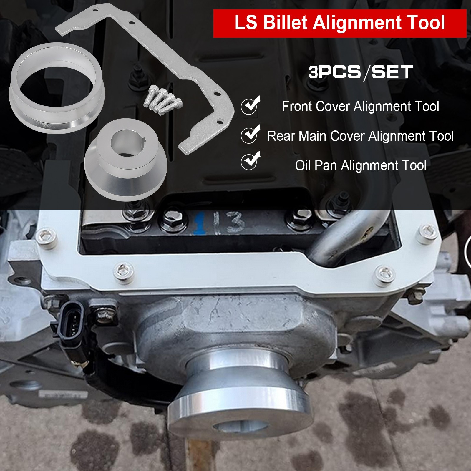 Front Rear Timing Cover & Oil Pans Alignment Tool for LS Engine LS1 LS2 LS3 LS9