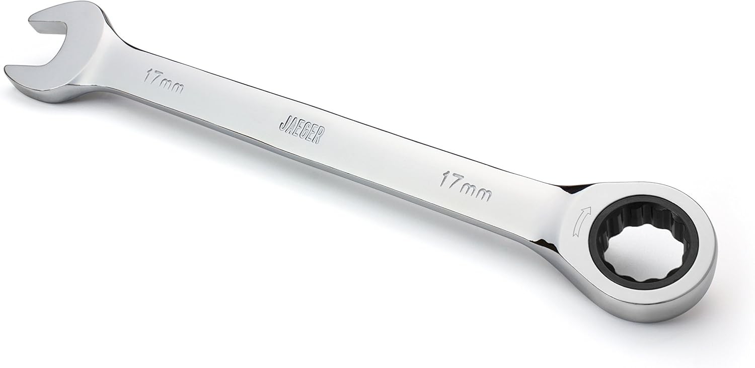 Jaeger 17 mm TIGHTSPOT Ratchet Wrench with 17 MM, Polished Mirror Finish