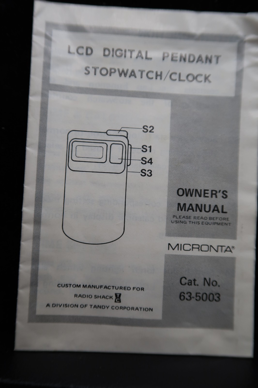 Micronta LCD Quartz Stopwatch Model 63-5003 w/Original Box NOS
