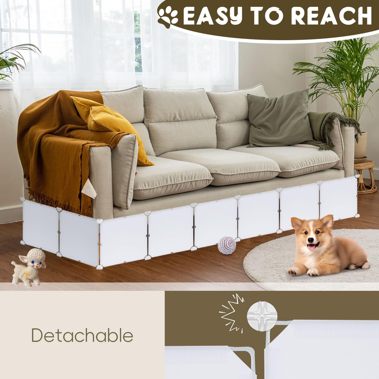 Under Bed Blocker for Pets 11.8" Height 166" Length in Total, Adjustable Bed ...