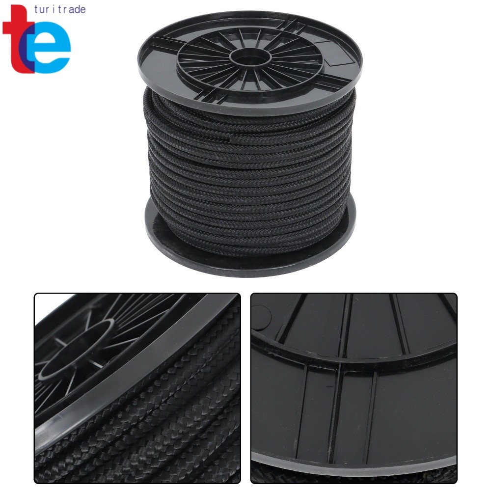 Black Nylon Rope Spool 100% Nylon Solid Braid Rope Industrial Grade Multipurpose