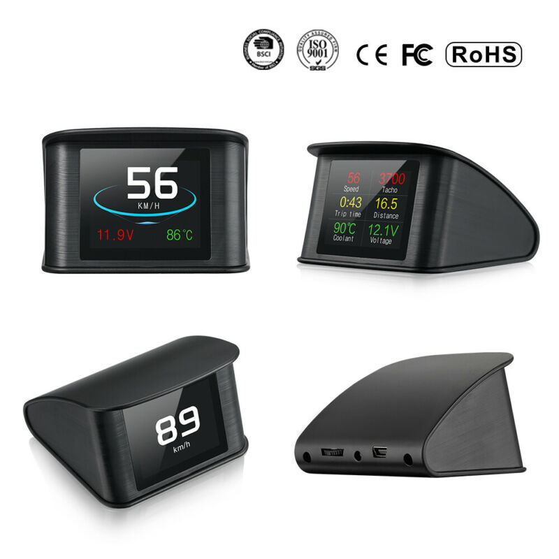 Car Head Up Display HUD OBD2 Speedometer Speed Temp Alarm Multi Function BAT CWT