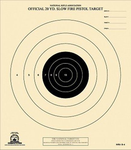 B-4 [B4] NRA Official 20 Yard Slow Fire Pistol Targets (100) on Tagboard