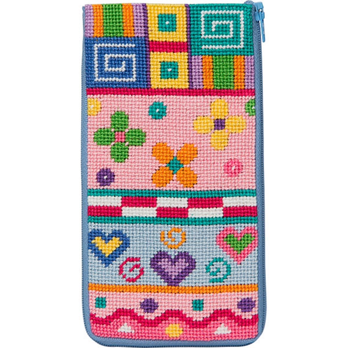 Stitch & Zip Eyeglass Case Needlepoint Kit- Patchwork