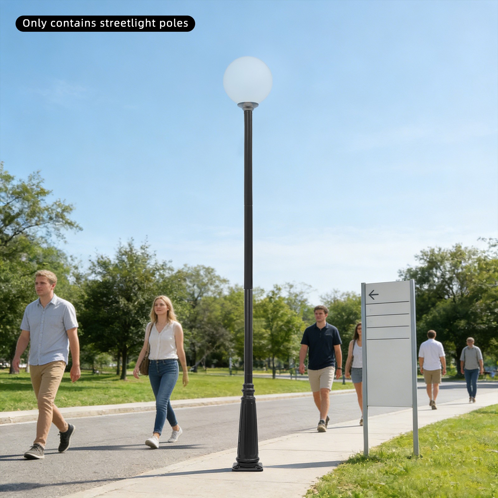 3.1m European Light Post,Split-Type Light Post,Floorstanding Outdoor Light Post