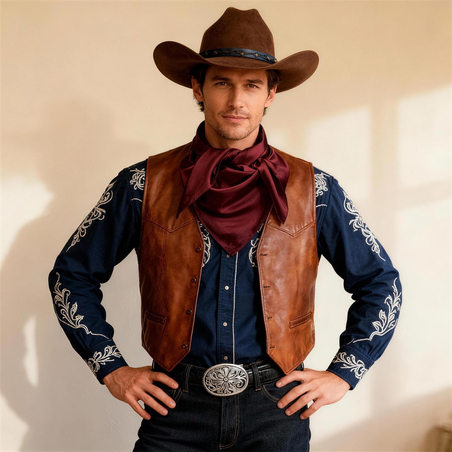 forebile Mens Womens Wild Rag, Western Bandana Cowboy Scarves,Silk Feel Ranch...