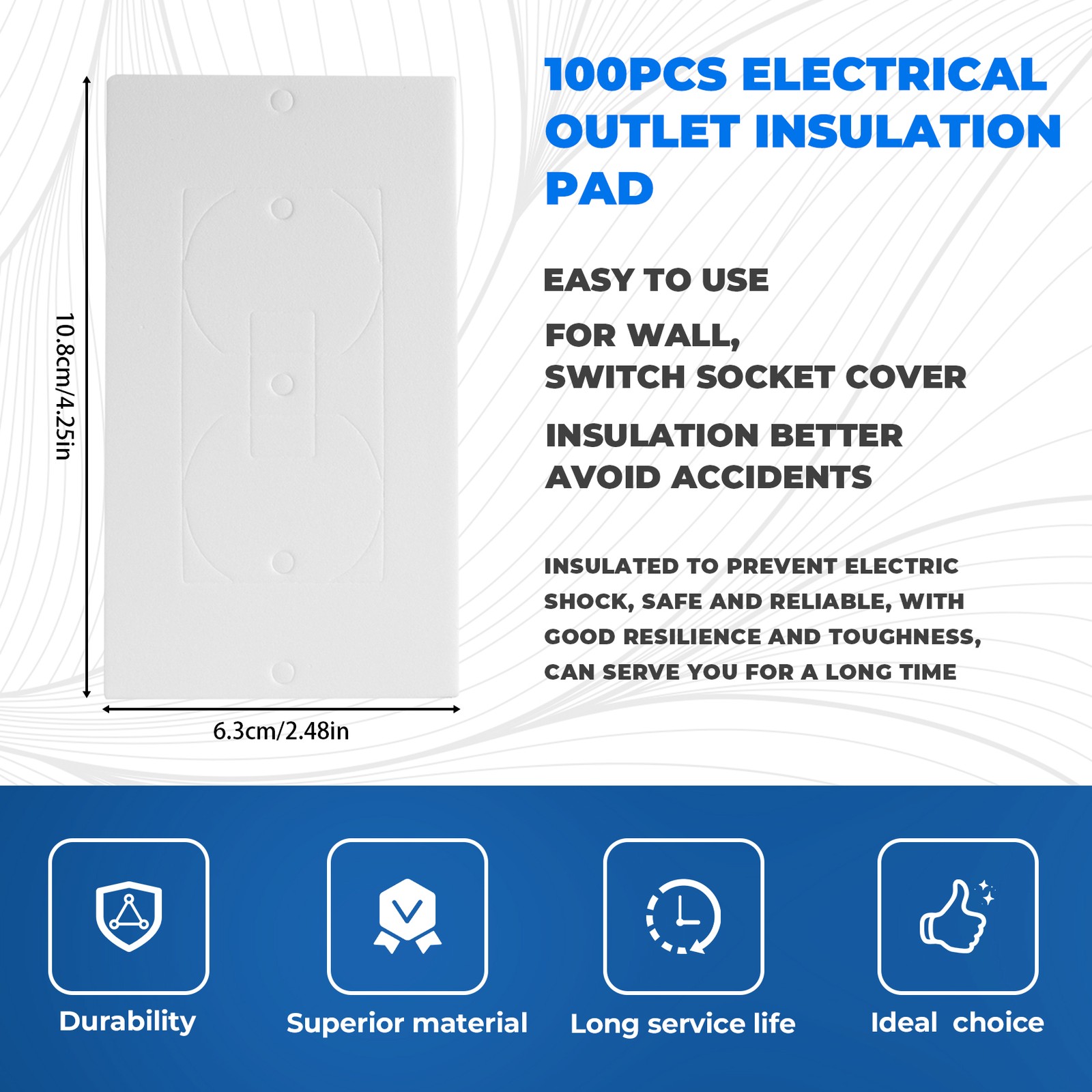 Outlet Insulators Draft Sealers, 100Pcs Electrical Outlet Insulation Pads,7586