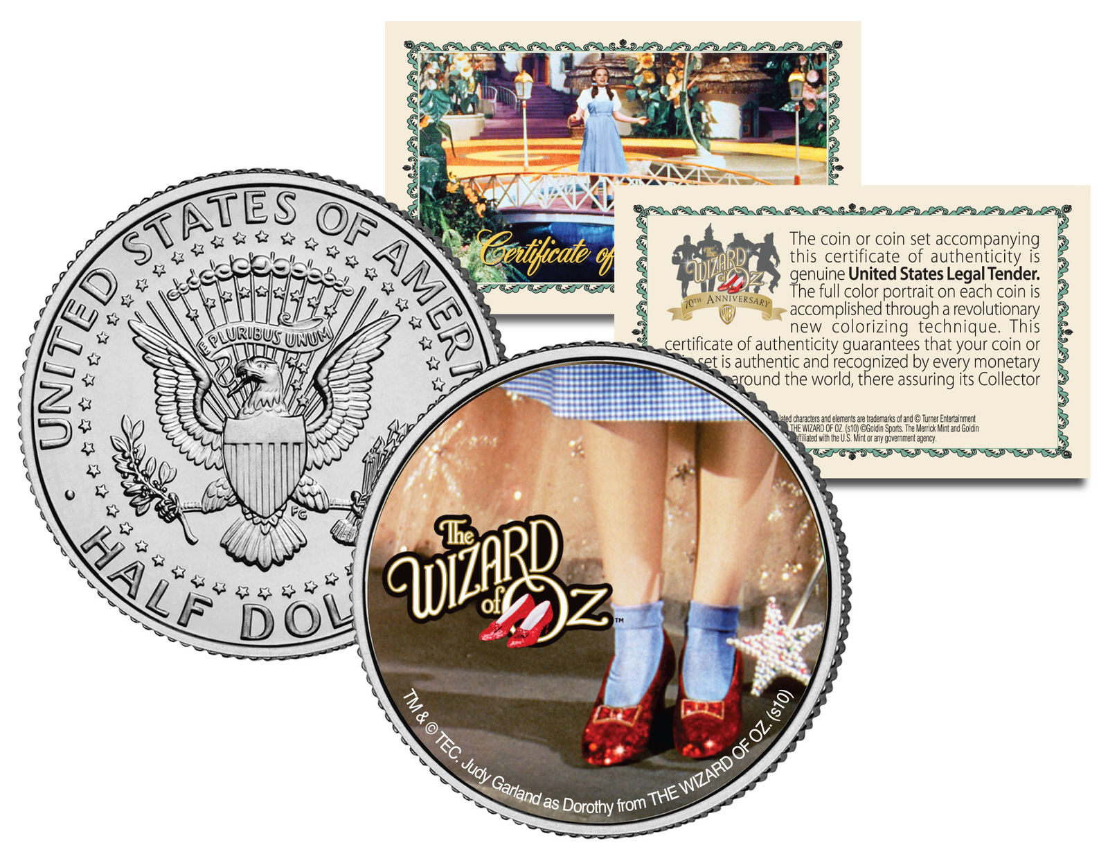 WIZARD OF OZ * Ruby Red Slippers * JFK Half Dollar US Coin OFFICIALLY LICENSED