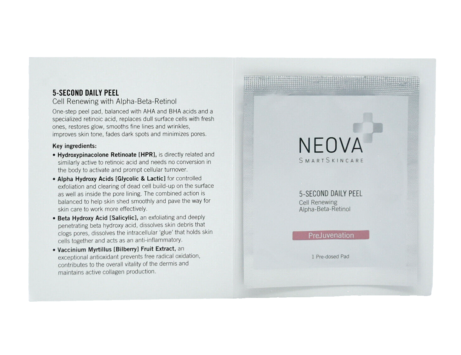 Neova PreJuvenation 5-Second Daily Peel Sample *1 Pre-Dosed Pads * [ 5 Pack]
