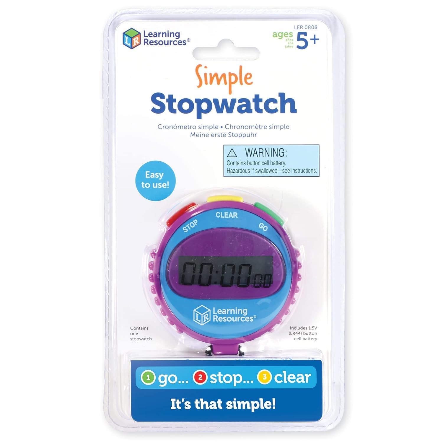 Educational Stopwatch with 3 Simple Buttons - Supports Math and Science Learning