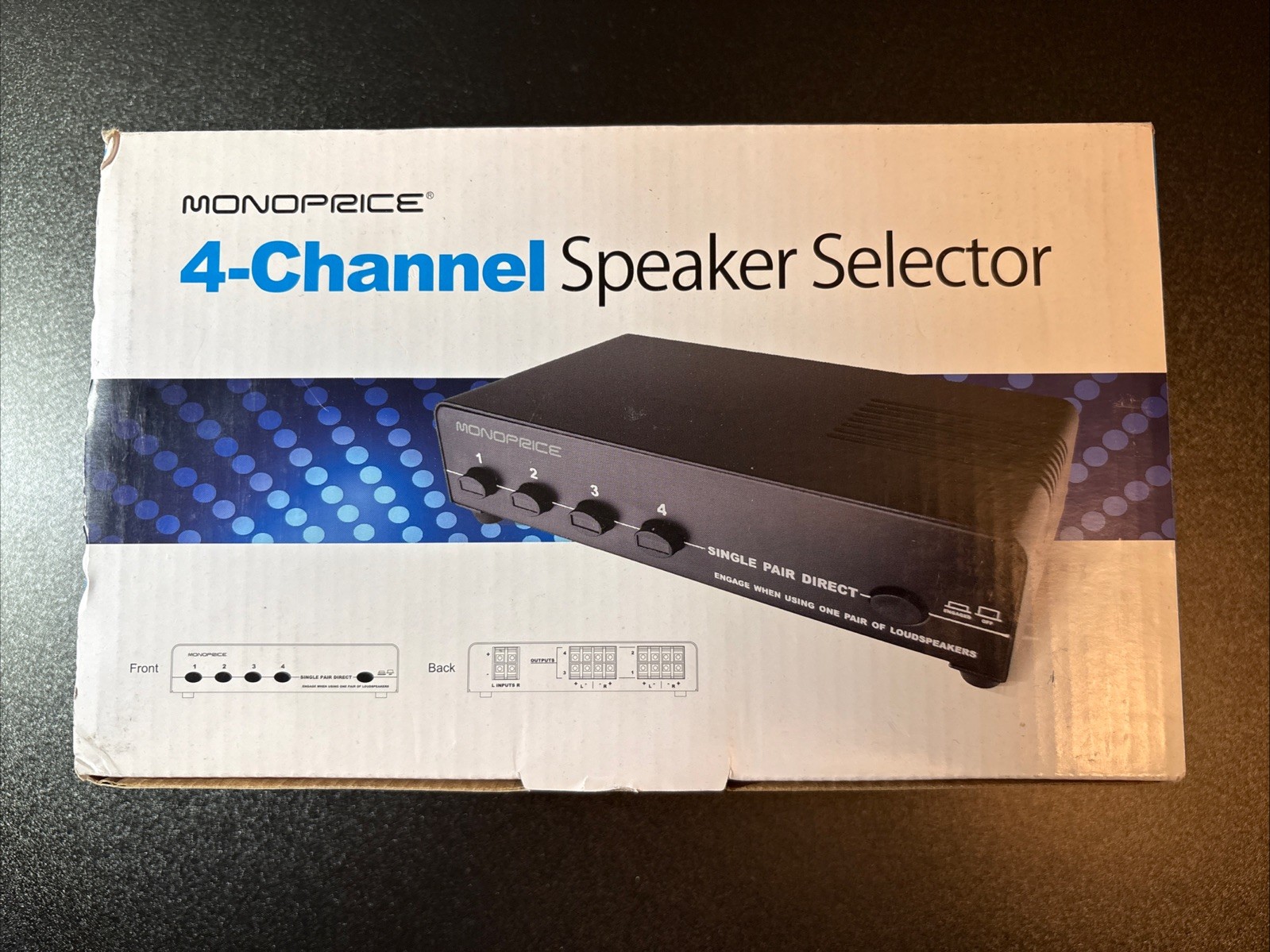 Brand New Monoprice 4-Channel Speaker Selector- 2 × 10ohm/15 Watt Per Channel