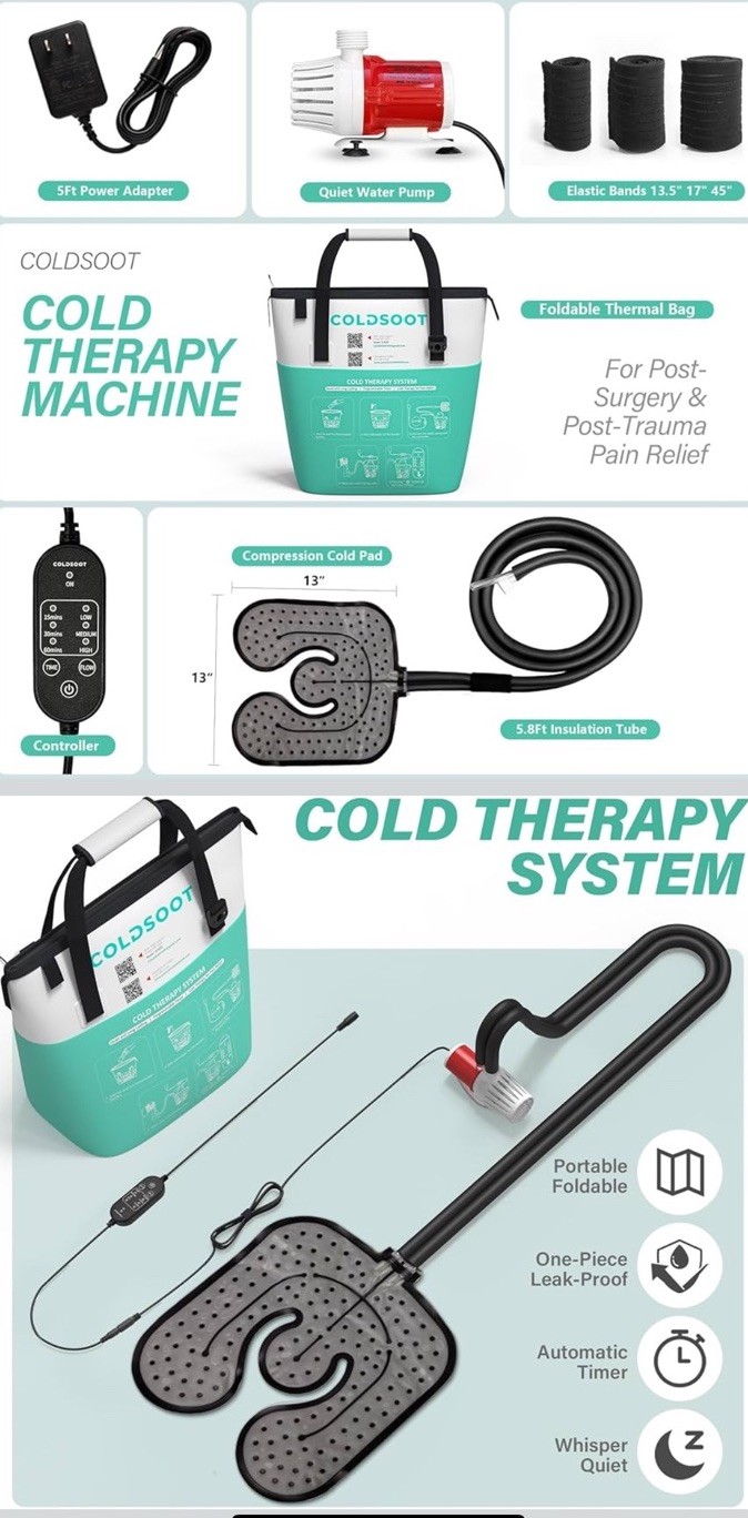 Cold Therapy Machine w/Timer, Compact and Portable Ice Machine for Knee After Su