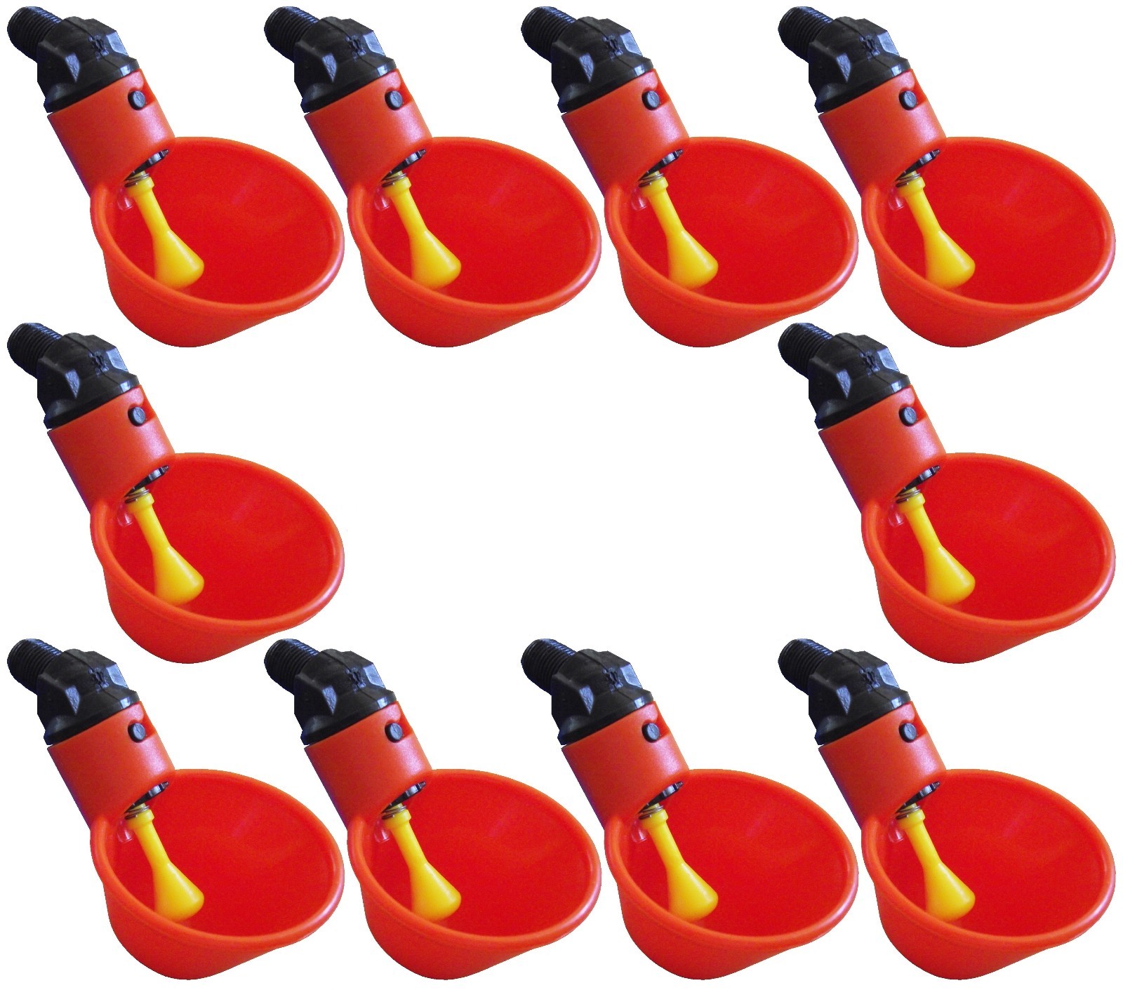 (10) AUTOMATIC WATERER DRINKER CUPS CHICKEN COOP POULTRY CHOOK BIRD TURKEY DRINK