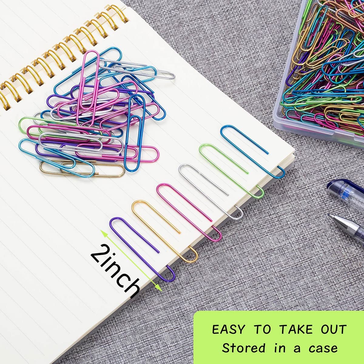 Jumbo Paper Clips,150pcs 2 Inch Large Clip, Assorted Large, Colored