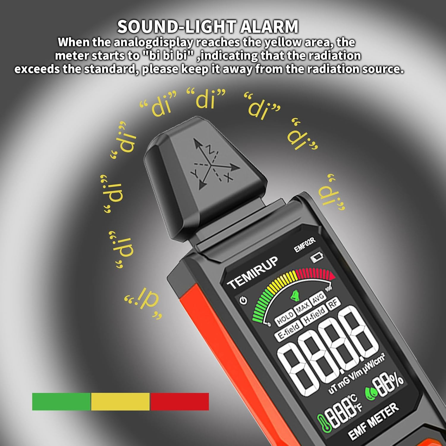 EMF Detector, TEMIRUP 5 in 1 Handheld EMF Meter Radiation Detector, Detects EF,