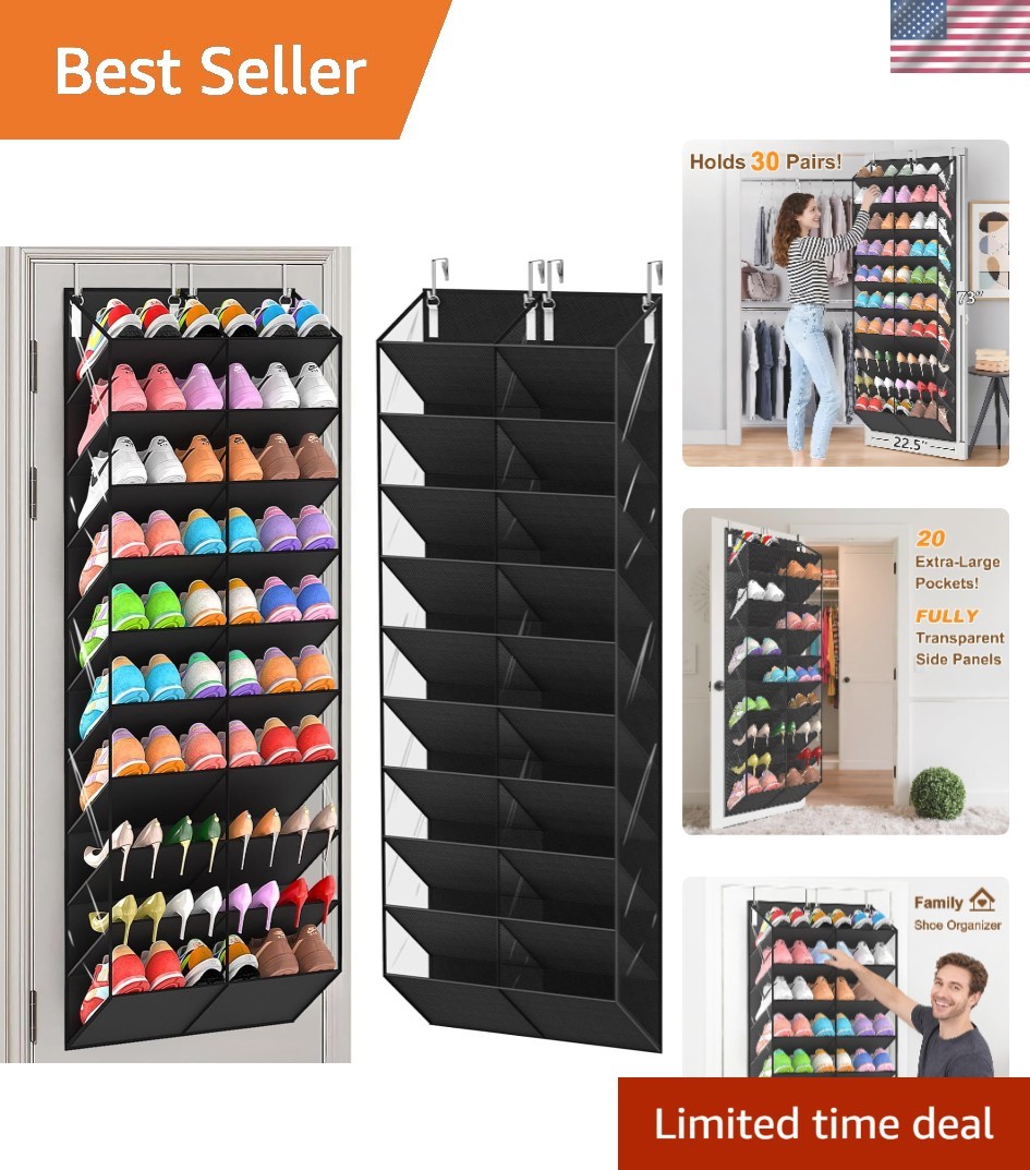 Compact Over-Door Shoe Storage with 80 lb Capacity - Family-Friendly Organizer