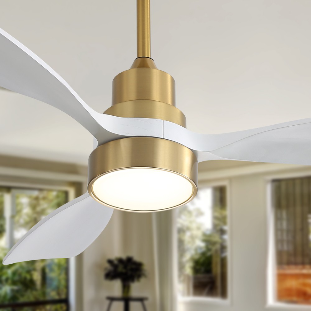 Ceiling Fan With Light 3 Solid Wood Blades Remote Control Reversible DC Motor