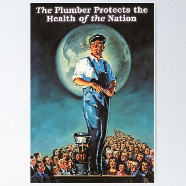 Vintage American Plumber Pride Poster Featuring Patriotic Trade Theme - Unframed