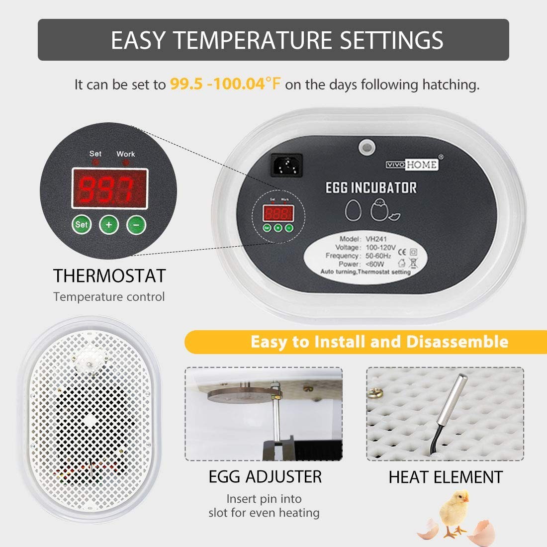 VIVOHOME Mini Digital Egg Incubator Automatic Poultry Hatcher Machine New