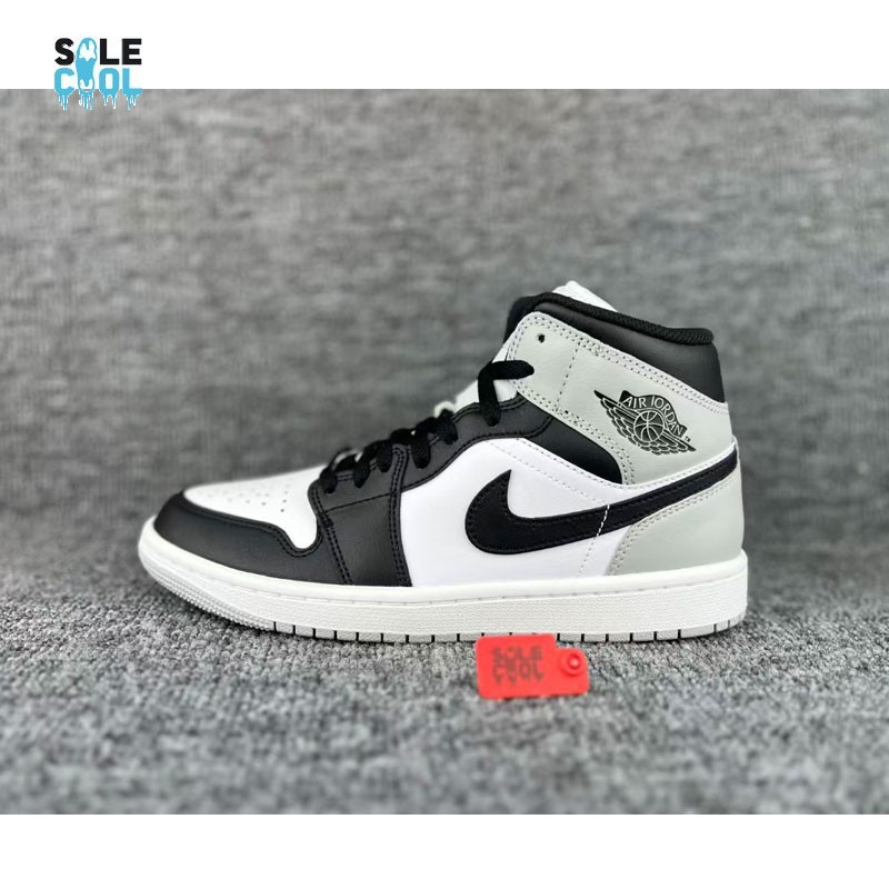 Nike Air Jordan 1 Retro Mid White Black Lt Smoke Gray Men's Shoes DQ8426-101