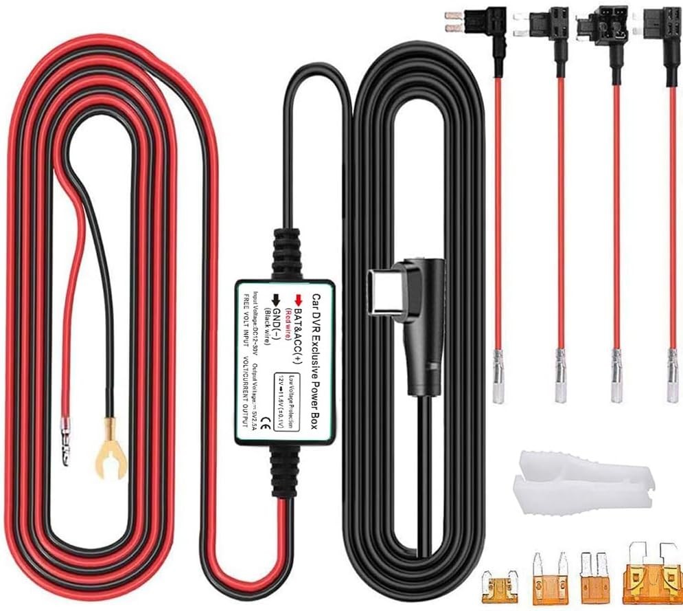Dash Cam Hardwire Kit, Type C USB Hard Wire Kit 12V-24V to 5V Hardwire Kit with
