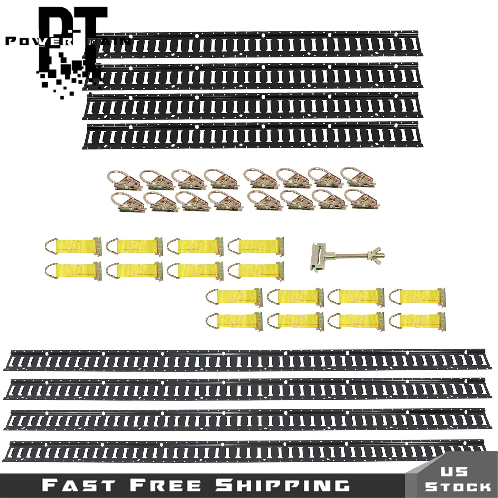41 Pack w/ 4× 5' & 4× 8’ E Rails 16× O-Rings 16× D-Ring 1× Backup Tire Bracket