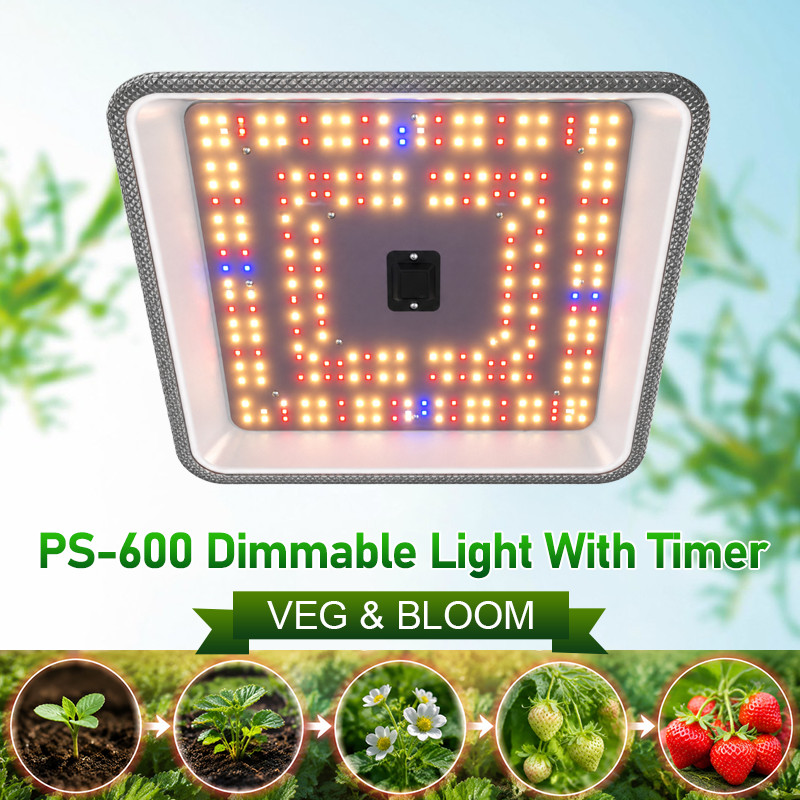 CTLite PS-600 LED Grow Light Veg/Bloom 2CH Timer for Indoor Plants Dimmable Lamp