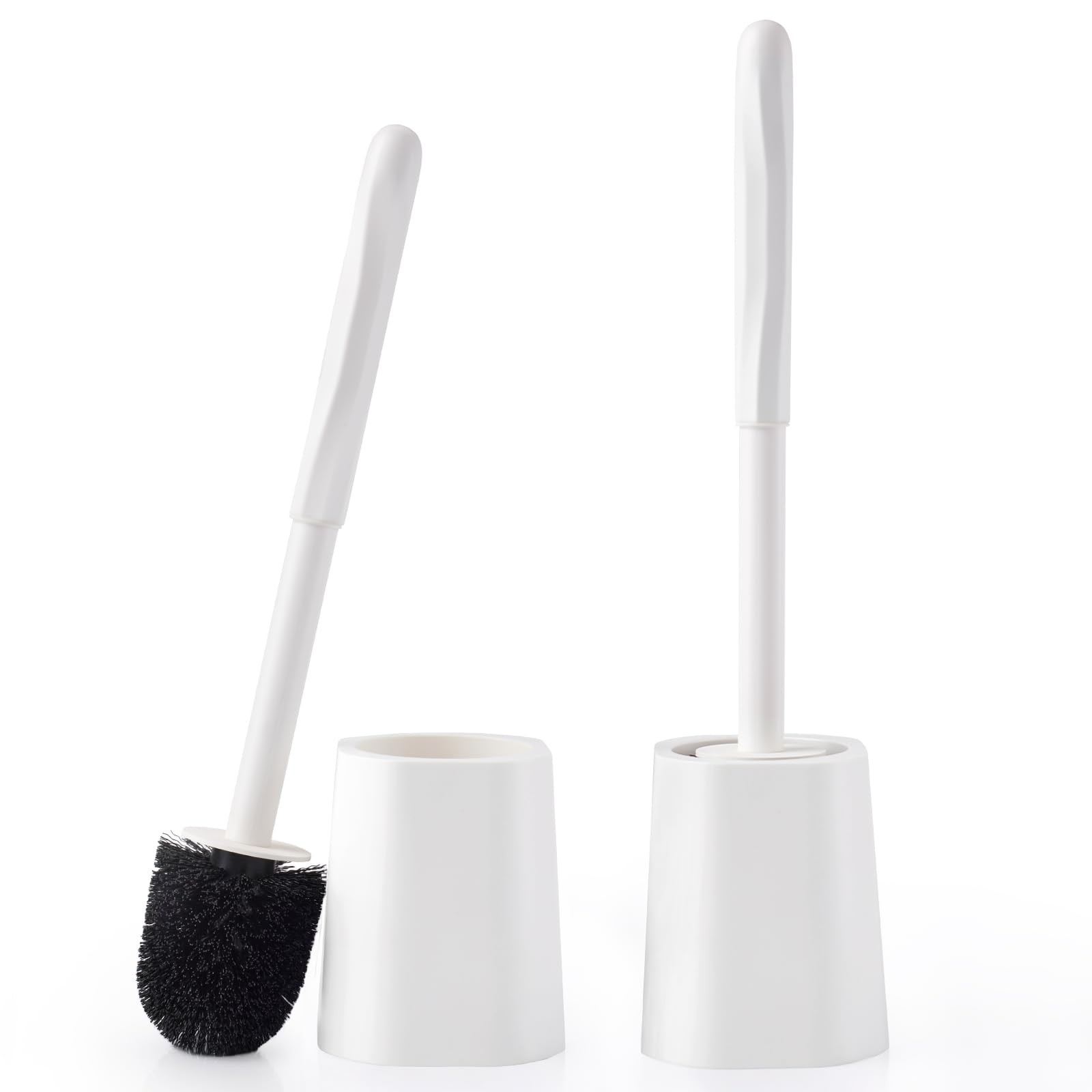 2 Pack Toilet Brush for Bathroom, and Holder Set, 2 Pack, White