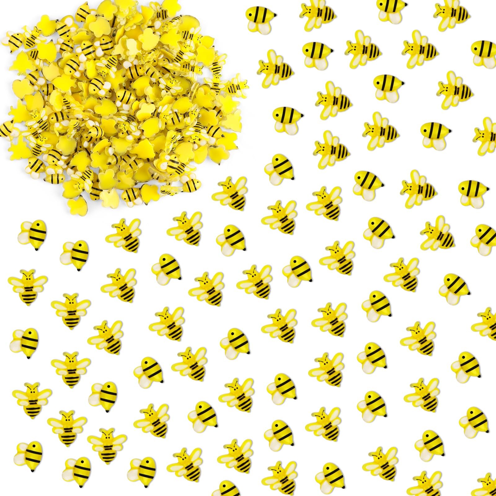 100PCS Tiny Resin Mini Bee Decorations, 3D Resin Mini Bees Decorations Tiny R...