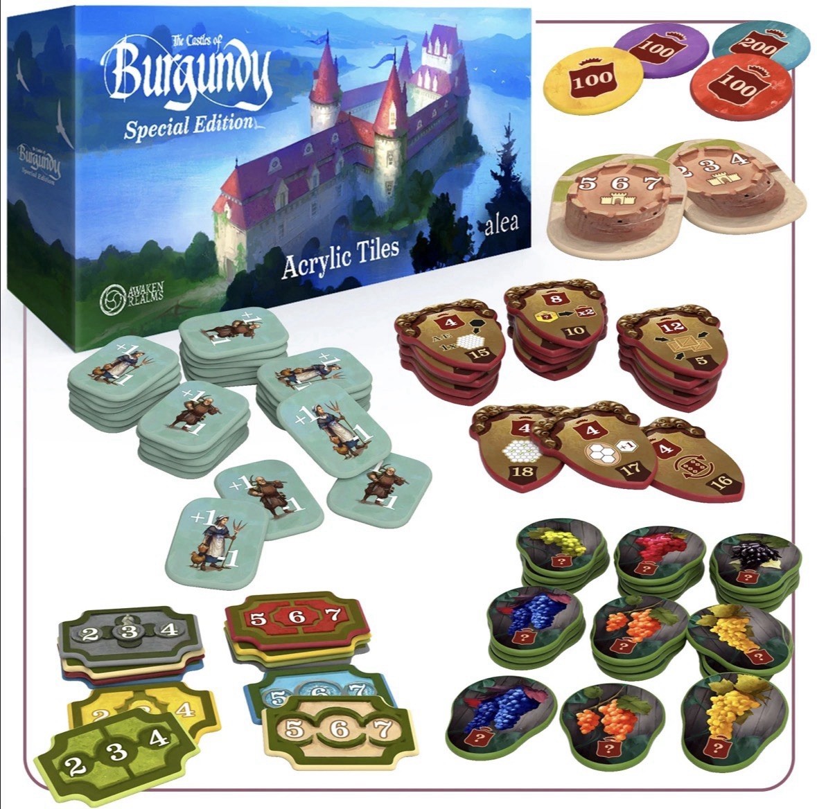 Castles of Burgundy Kickstarter Special Edition Acrylic Tile Exclusive Pack