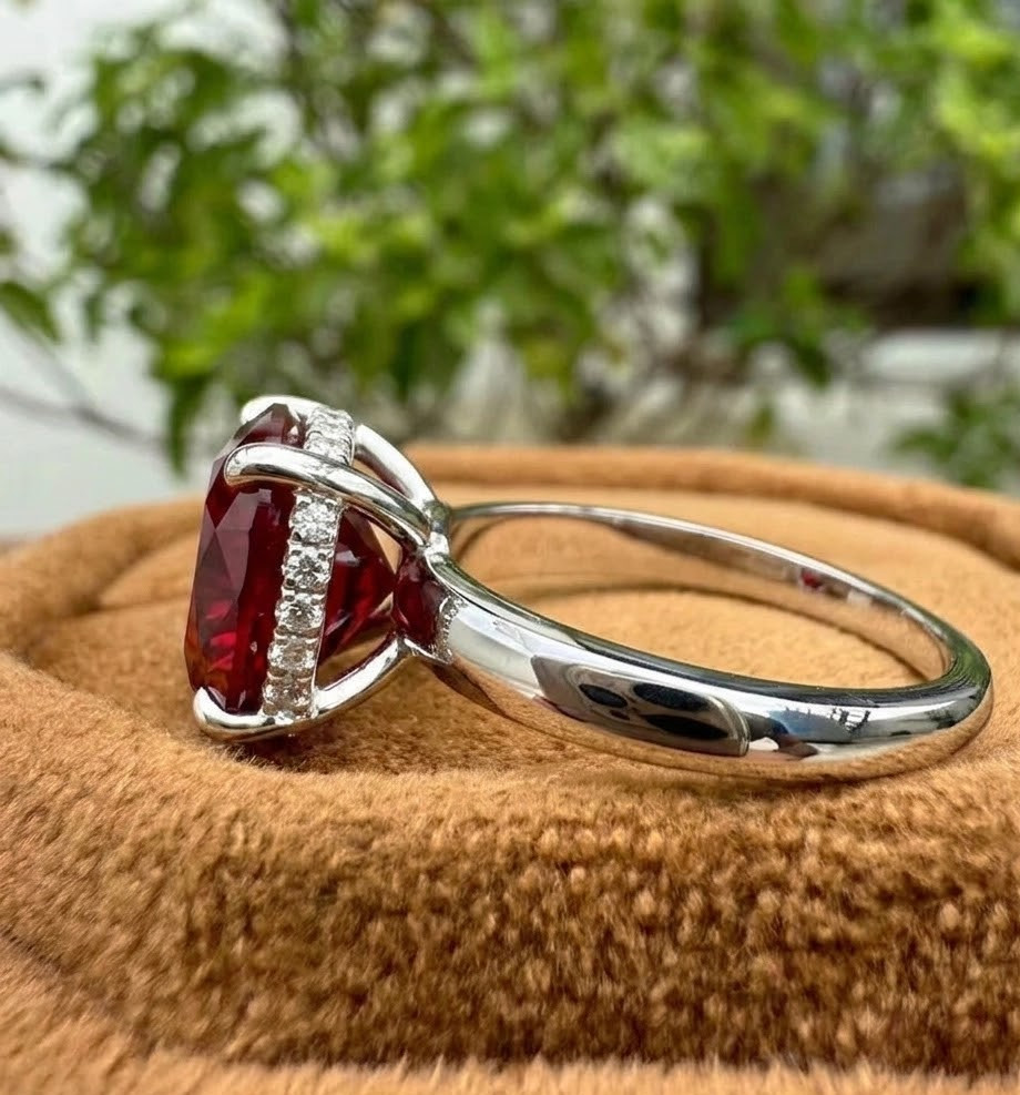 5.00 CT Certified Cushion Cut Red Diamond Ring, Tariffs FREE & Matching Studs.