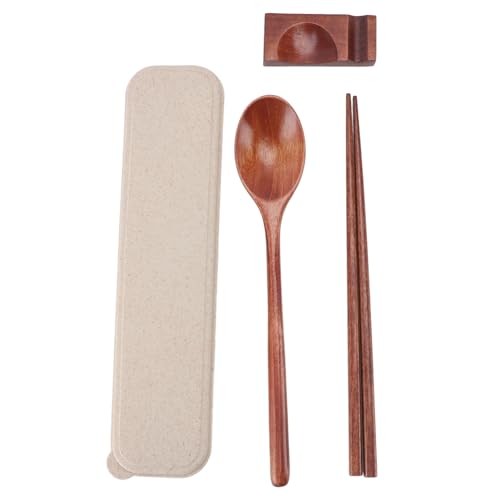 Portable Spoon and Chopstick Set, Reusable Wooden Utensil Set with Case for