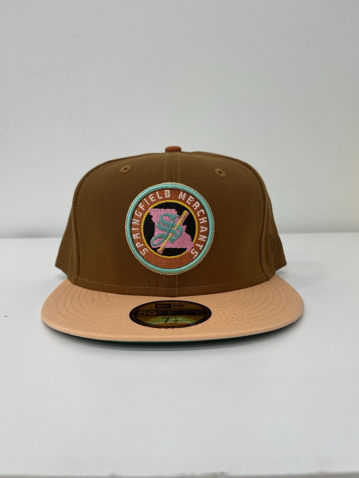 New Era Springfield Merchants MILB Toasted Peach 59FIFTY Fitted Hat Cap Sz 7 1/4