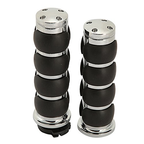 1 Pair Hand Grips Chrome Black-A