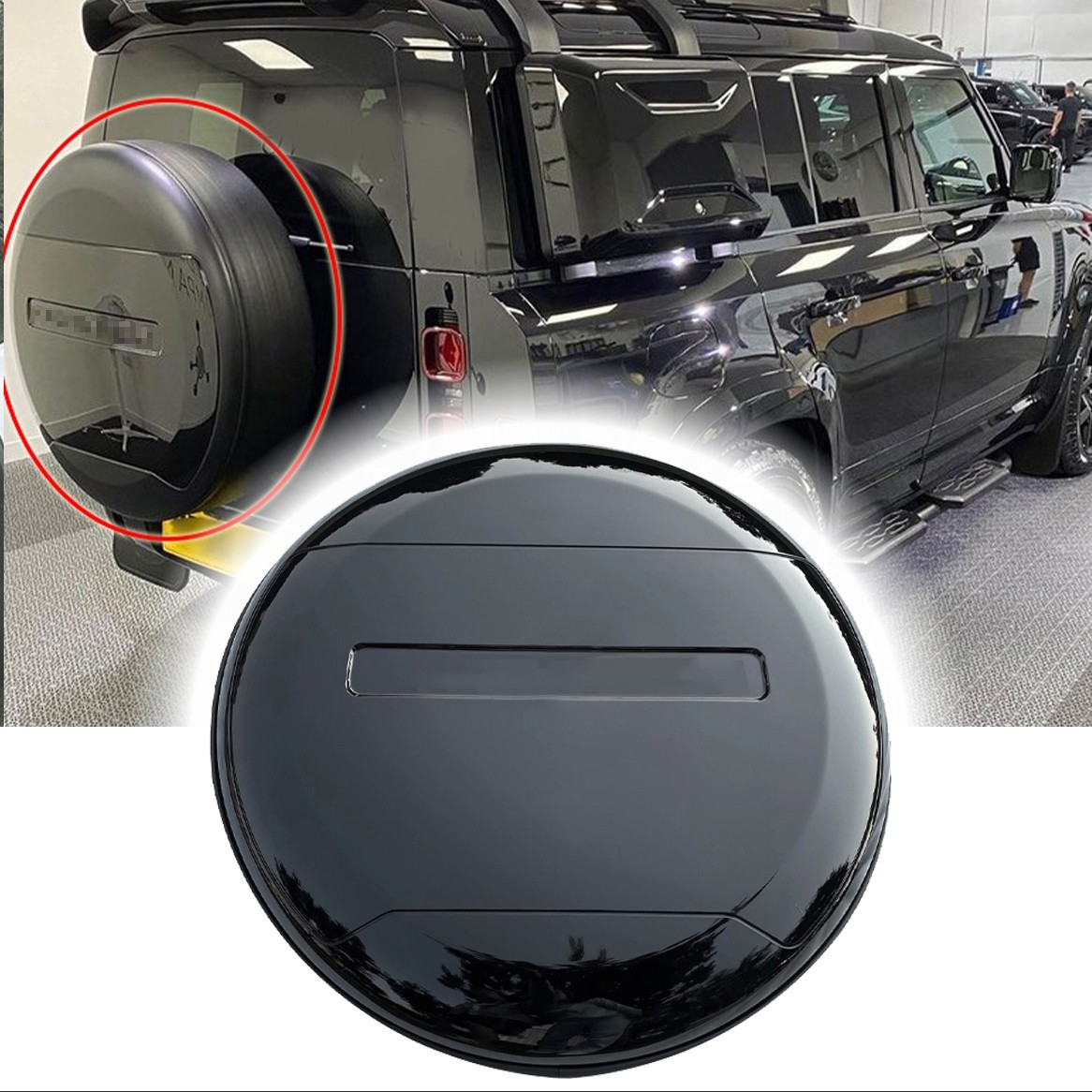 Santorini Black Spare Tire Wheel Cover for LR Defender 110 90 130 2020-2026