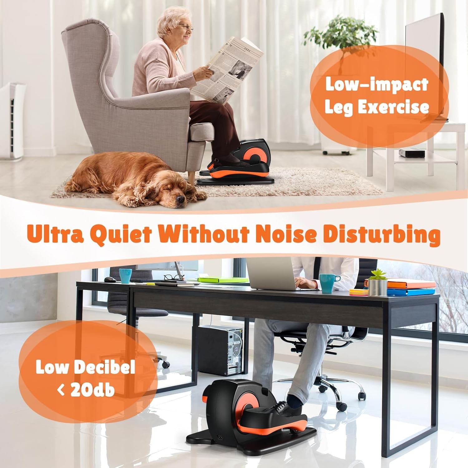 Under Desk Elliptical Machine, Ellipse Leg Exerciser For Seniors Fully Assembled