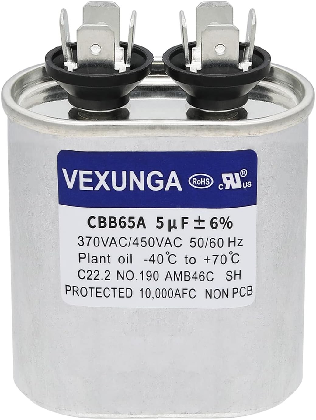 CBB65 CBB65A Oval Run Start Capacitor 5uF 370 440VAC 50 60Hz AC Unit Fan Motor