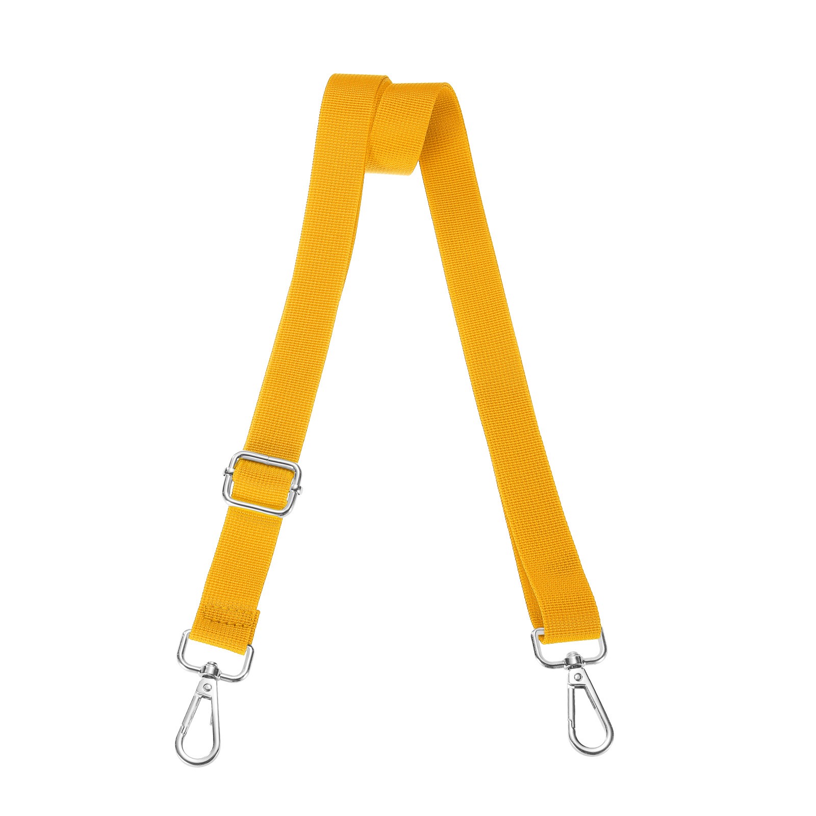 Shoulder Strap 2.5cm Wide Crossbody Strap, Yellow, Silver Buckle